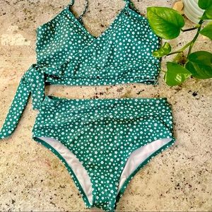 SHEIN Green Floral Swimsuit